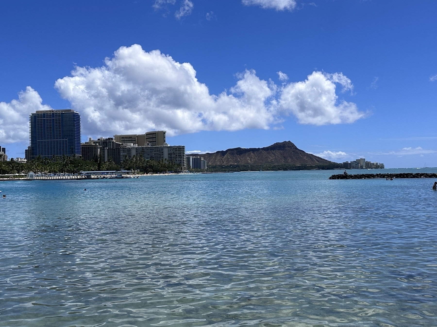 Diamond Head from the Waikiki breakwater.