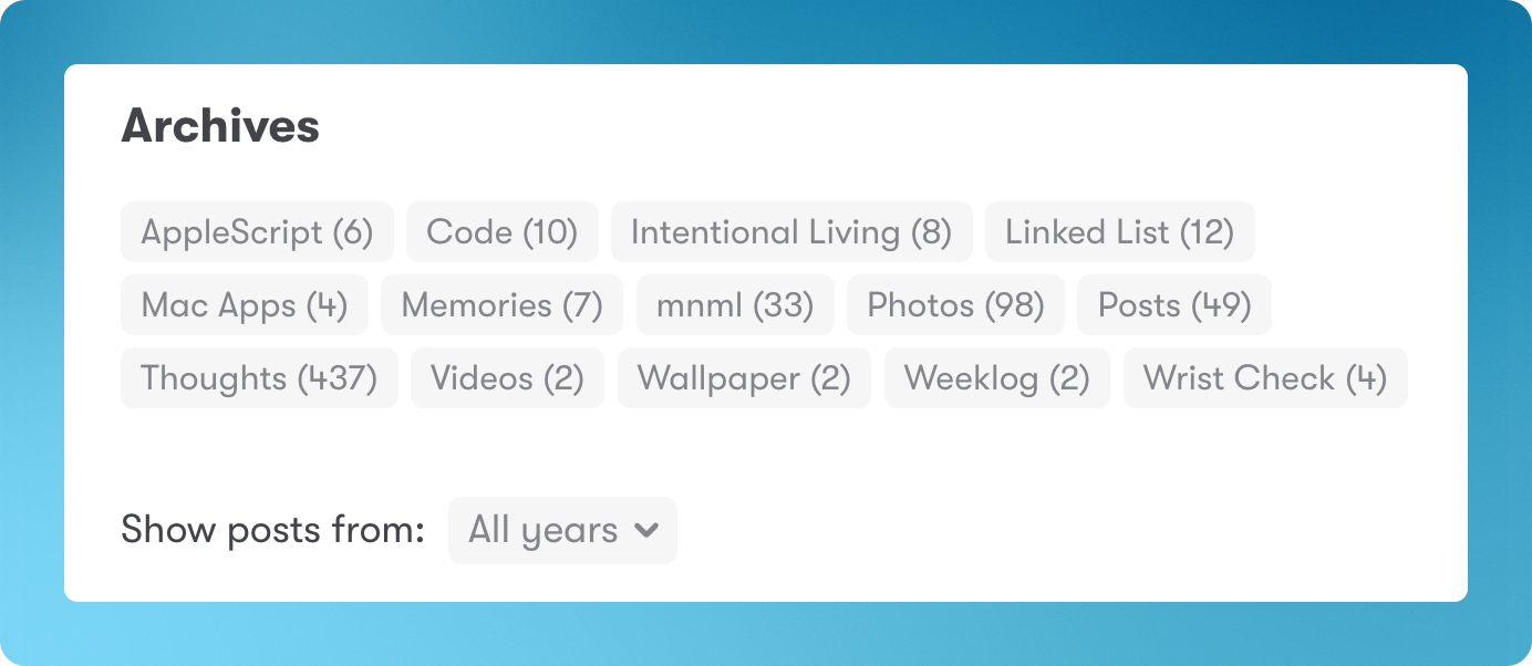 Archive category count example.