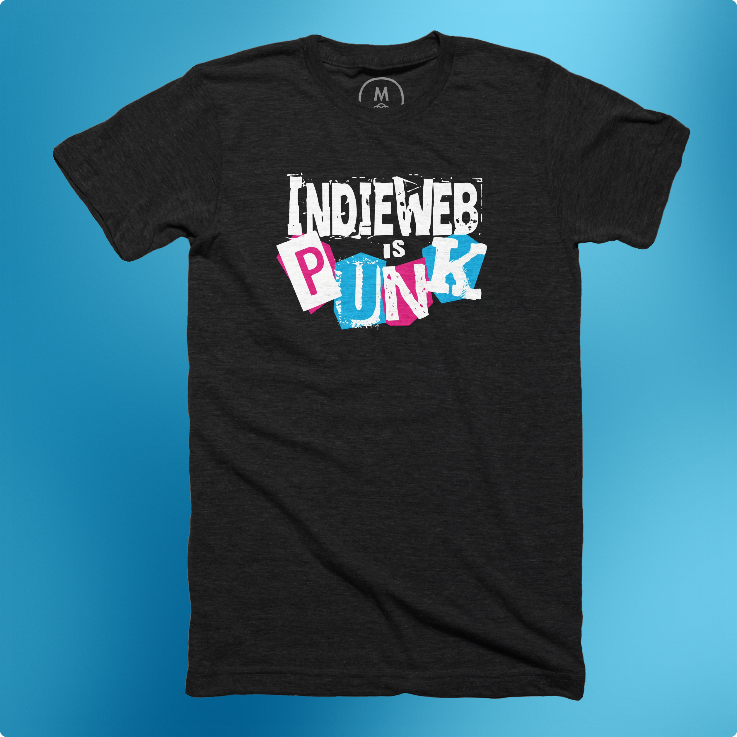 IndieWeb is Punk logo design on a black t-shirt